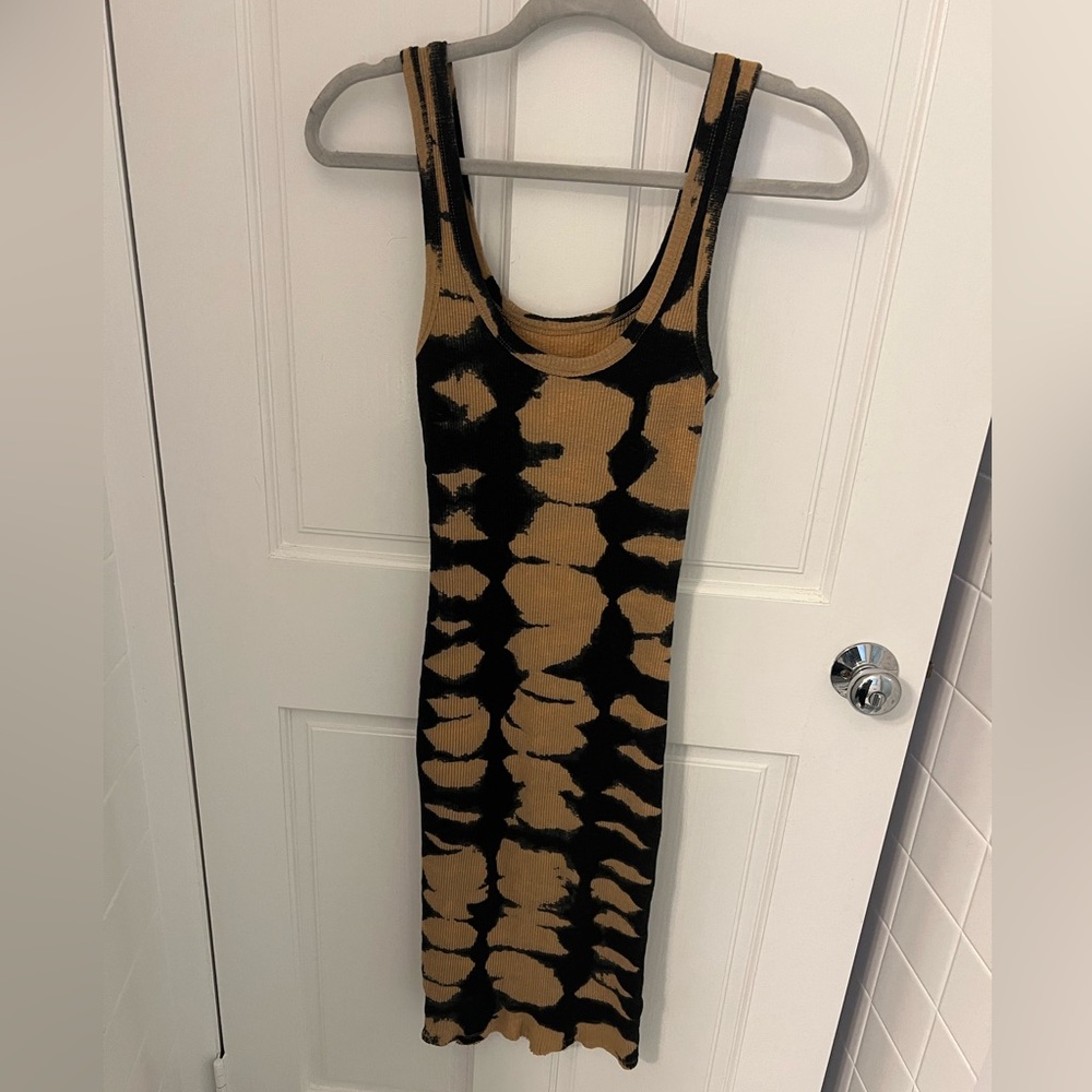 Zara Black and Tan Tie-Dye Midi Dress - Picture 3 of 8